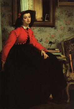 詹姆斯 蒂索 Portrait of Mademoiselle L.L.  Young Woman in a Red Jacket